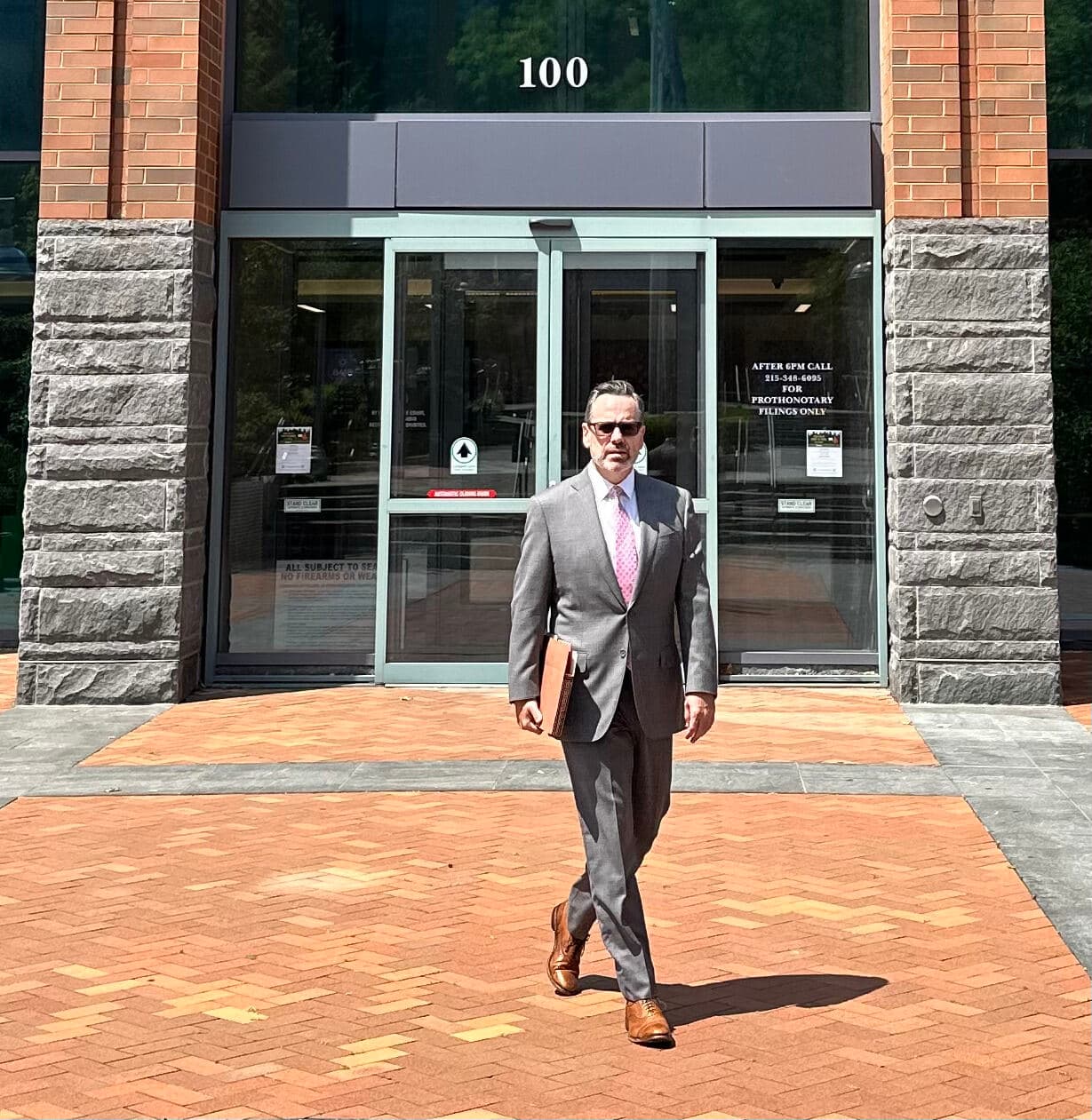Daniel J. Savage in front of the Bucks County Courthouse